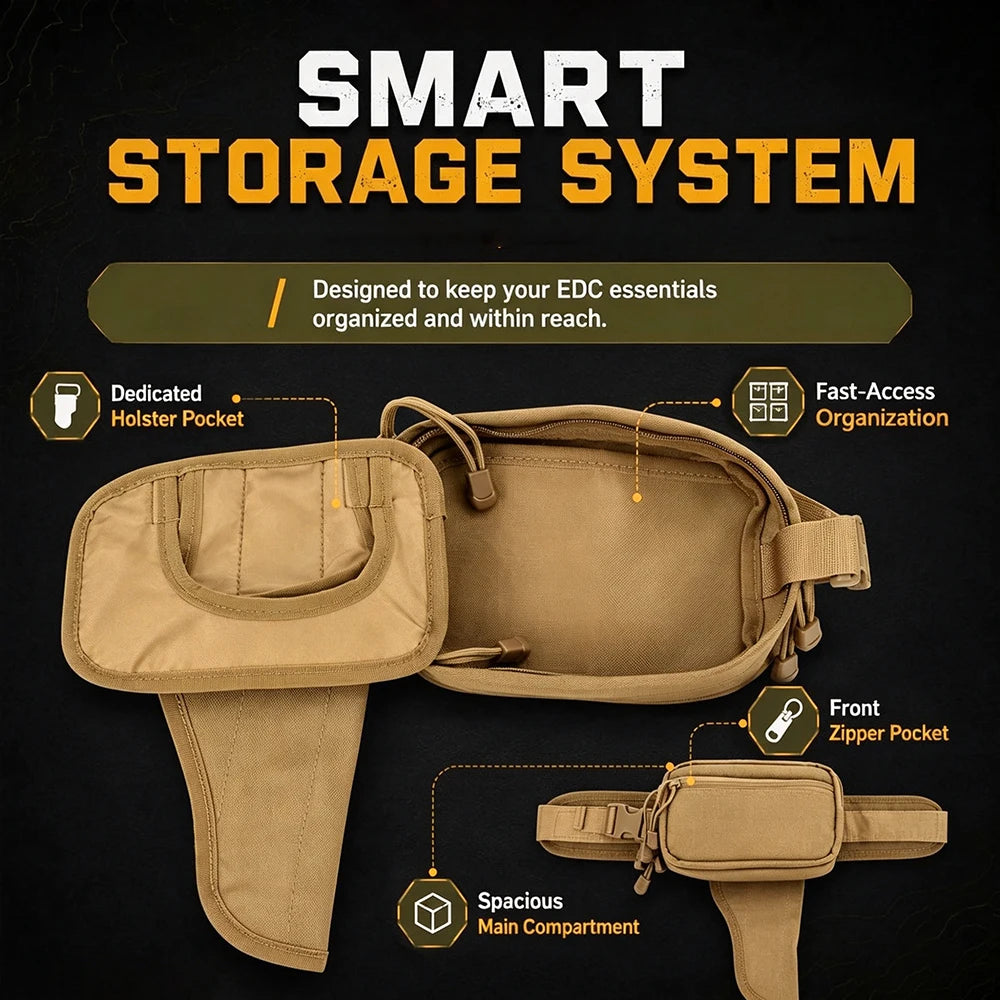 Concealed Carry Pistol Gun Bag Anti-Theft Handgun Hip Bag Tactical Waist Fanny Pack EDC Tool Pouch for Hunting Hiking Travel