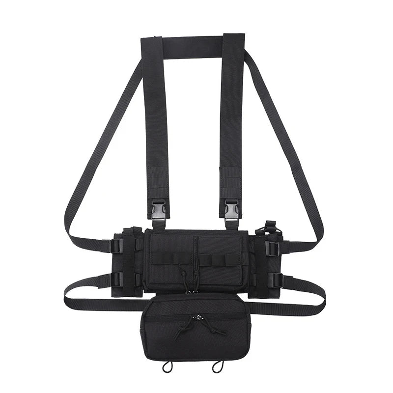 Men's Multicam Hunting MK3 Tactical Chest Rig Harness Modular Lightweight Military Airsoft Vest w/ 5.56 Mag Pouch Pantiball Gear