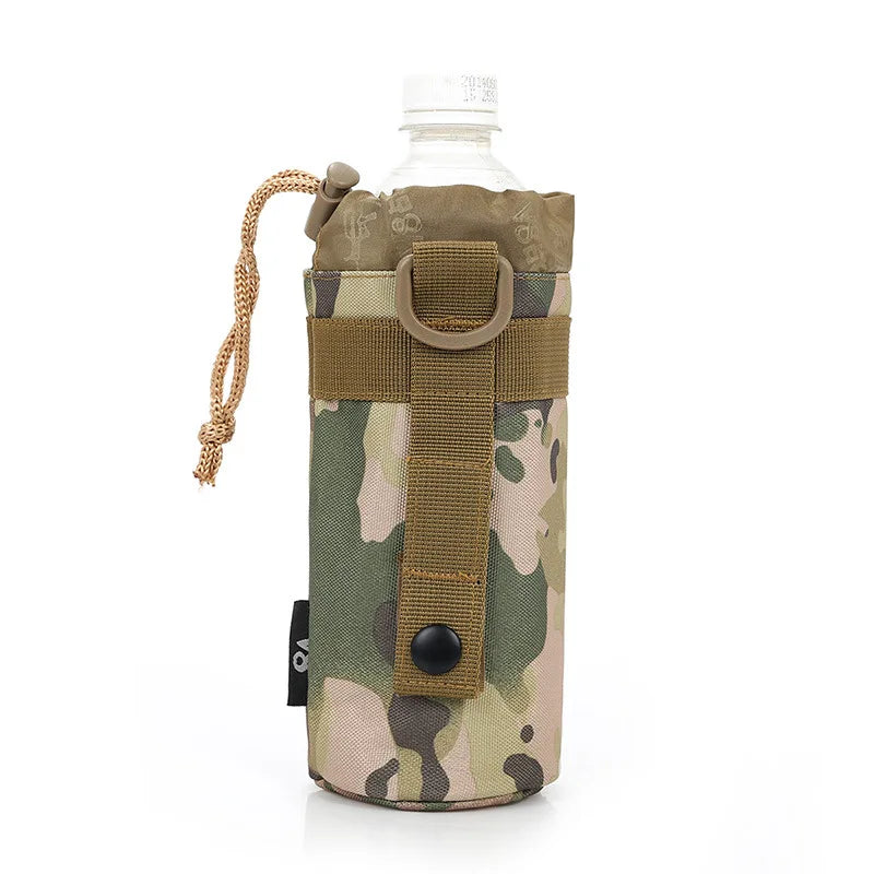 Outdoor Molle Water Bottle Bag Rack Camping Hiking Bicycle Bottle Bag Pulling Rope Multi functional Bottle Bag