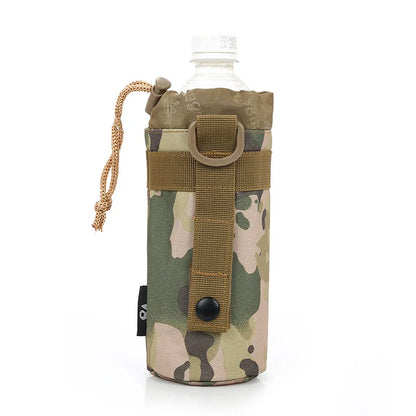 Outdoor Molle Water Bottle Bag Rack Camping Hiking Bicycle Bottle Bag Pulling Rope Multi functional Bottle Bag