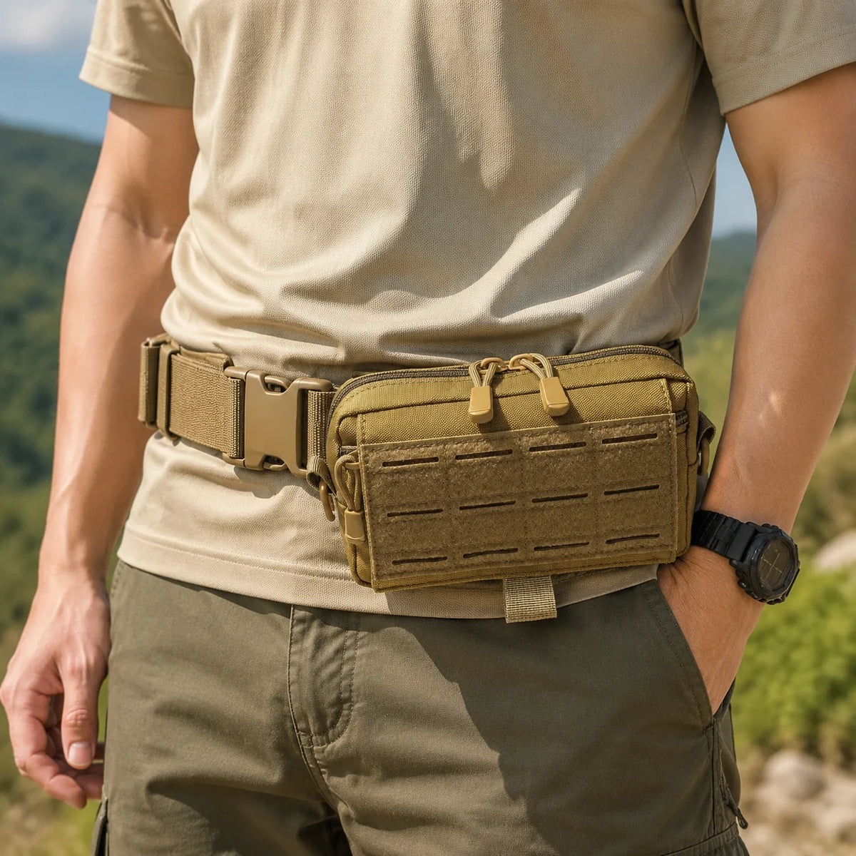 Tactics MOLLE Admin Pouch Utility EDC Waist Bag Horizontal Modular Pouch Chest Pack  Accessory Bag for Outdoor Hiking, Hunting