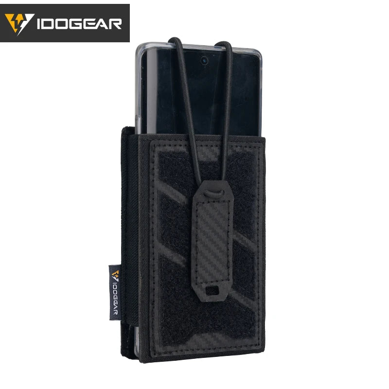 IDOGEAR TGS Tactical Universal Phone Pouch MOLLE 5.56 Mag Holder Adjustable Elastic Anti-slip Interior Charging Hole 3588