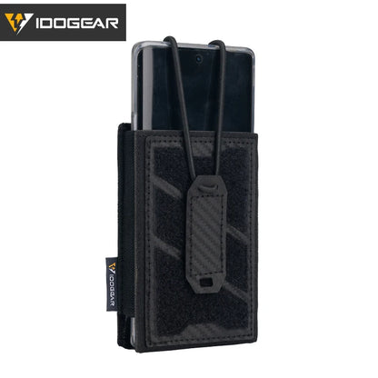 IDOGEAR TGS Tactical Universal Phone Pouch MOLLE 5.56 Mag Holder Adjustable Elastic Anti-slip Interior Charging Hole 3588