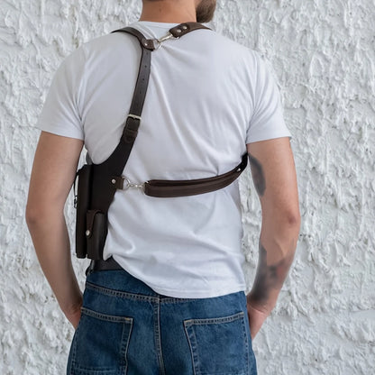 Retro Underarm Gun Holster, Punk Western Adjustable PU Leather  Shoulder Bag for Cosplay, Halloween & Outdoor