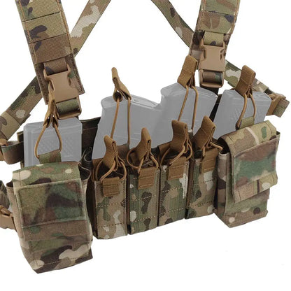 Tactical Vest Chest Rig D3CRX with 9mm 5.56 Modular Multi-function Quadruple Magazine Pouch Lightweight Gear