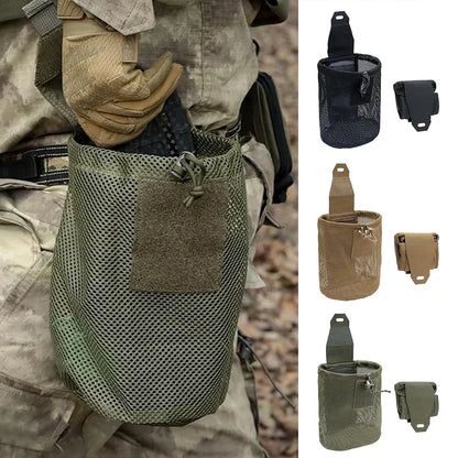 Tactical Molle Dump Pouch Outdoor Roll-Up Drawstring Magazine Utility Folding Waist Bag Mesh Foldable Sport Hunting EDC Pocket