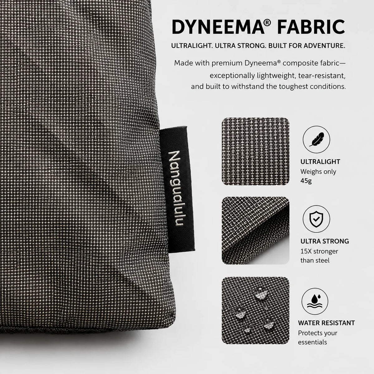 Dyneema Ultralight Hanging Toiletry Bag UHMWPE - 45g, 3-Compartment Waterproof Wash Organizer Storage Bag for Travel & Outdoor