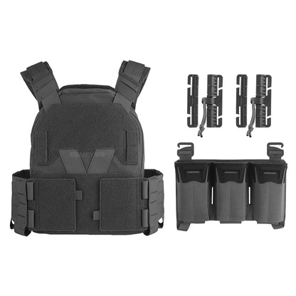 Tactical CS Plate Carrier Airsoft Hunting Vest with MultiCaliber 9MM 6PCS Long Mag / 5.56 Triple Magazine Pouch Hunting Vests