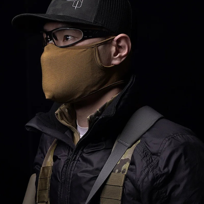 Shooting Mask Outdoor Breathable Elastic Soft Mask Free Ear Protection Air Gun Cycling Half Face Mask - M/L Size