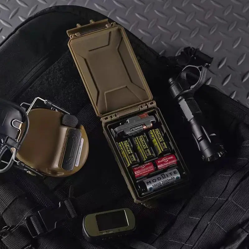 LAMBUL Battery Storage Box Tactical Case for AAA 18650 18350 CR123A CR2032 MOLLE Vest Modular Mag Pouch Waterproof
