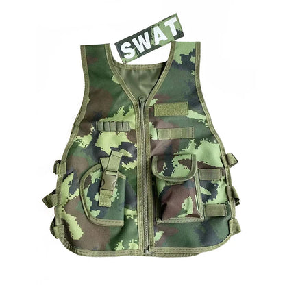 Kids Camouflage Vest Resistant Breathable Combat Vest With Multi Pocket Paintball Tactical Waistcoat CS Gear Sniper Uniform