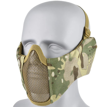 Hunting Foldable Mesh Mask With Ear Protection Airsoft Half Face Paintball Shooting Tactical CS Wargame Face Protective Mask