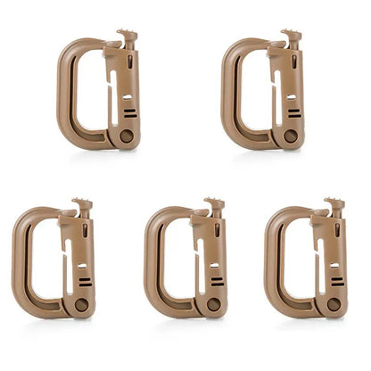 5Pcs Plastic D-Ring Tactical Carabiner Grimlock Lock Hard Hook Buckle Clip For Molle Webbing Accessories Backpack/Pouch/Bag/Belt