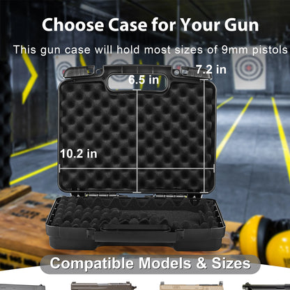 Pre-Cut 9mm Gun Case with 1 TSA Lock, Lockable Hard Handgun Case for Pistols & Revolvers – Shockproof, Portable Gun Storage & Transport