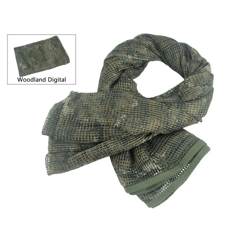 Camouflage mesh scarf sniper veil camouflage mesh face scarf veil head wrap suitable for outdoor camping hiking hunting shooting