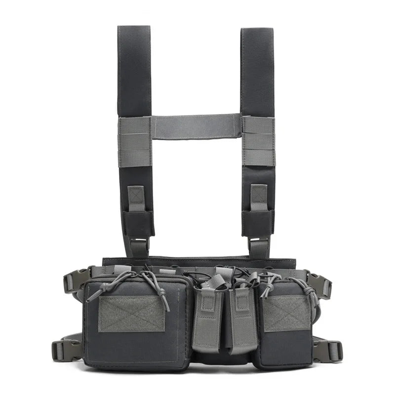 Tactical Chest Rig MOLLE Camo Vest, Adjustable Multi-Function Harness, Outdoor Wargame Training Camouflage Vest