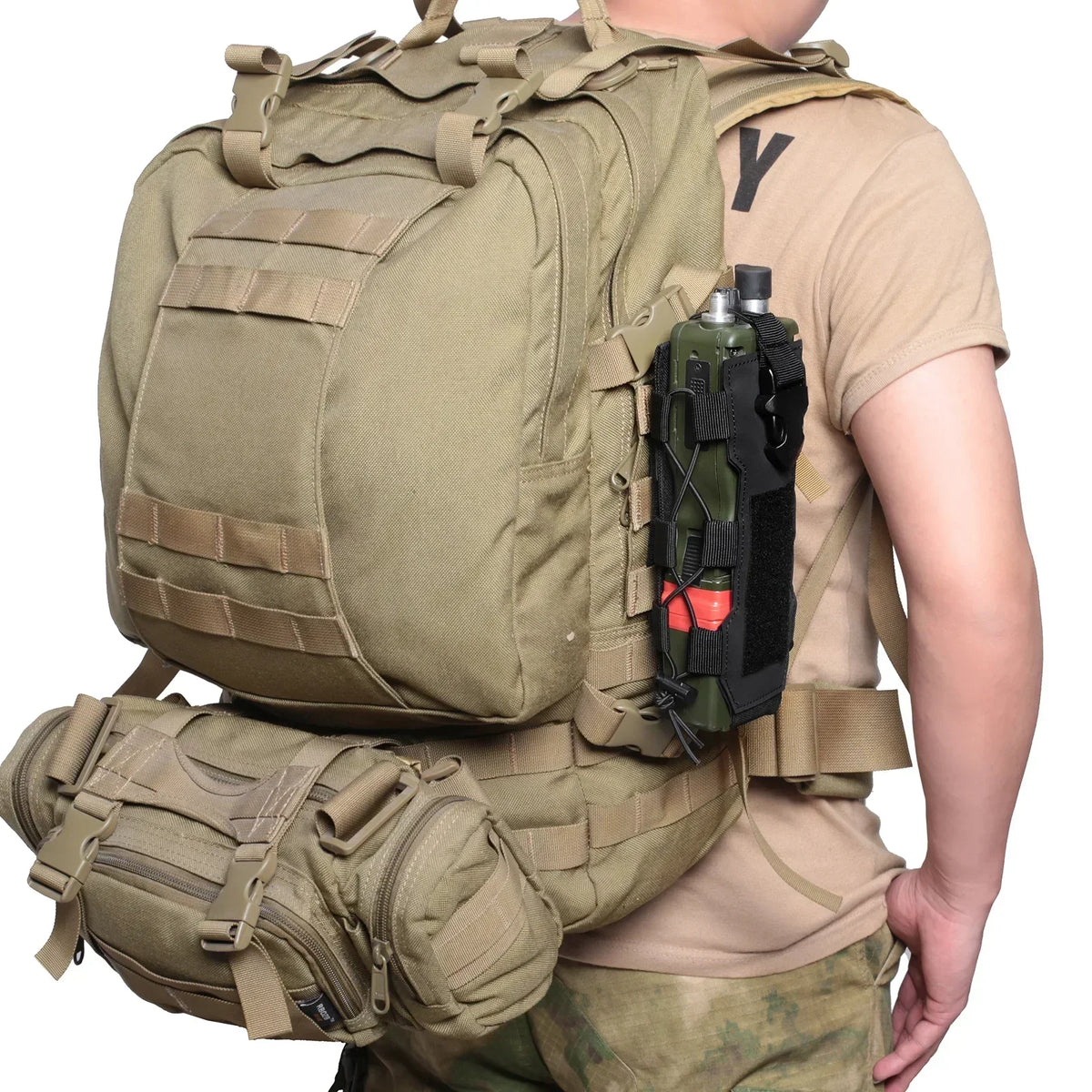 Molle Water Bottle Pouch Radio Holster Waist Pack Outdoor Sport Fishing Camping Hunting Hiking Travel Canteen Kettle Holder Bag