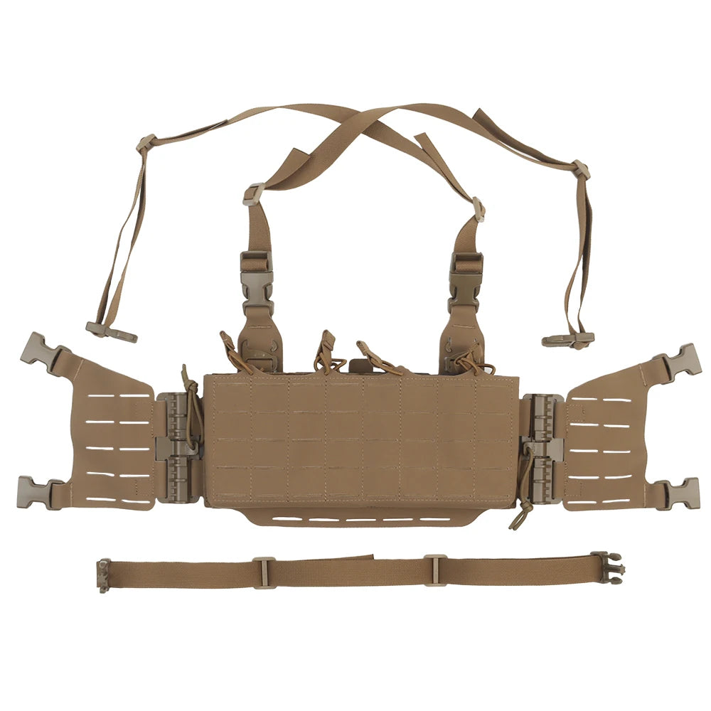 Tactical Chest Rig Molle Militar Hunting Quick Release Vest with Quadruple 5.56/7.62 Mag Pouch Airsoft Shooting Gear