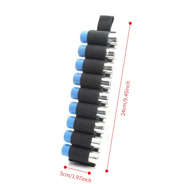 Tactical 9 Rounds 12GA Shotgun Shell Holder Hook&Loop Rifle Ammo Organizer Pouch for Hunting Shooting Airsoft EDC Tools Storage