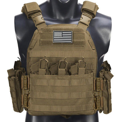 Camouflage Hunting Vest with Quick possassembly Waist And Shoulder Pouches Outdoor Triple Equipment Bag for Hidden Field Use