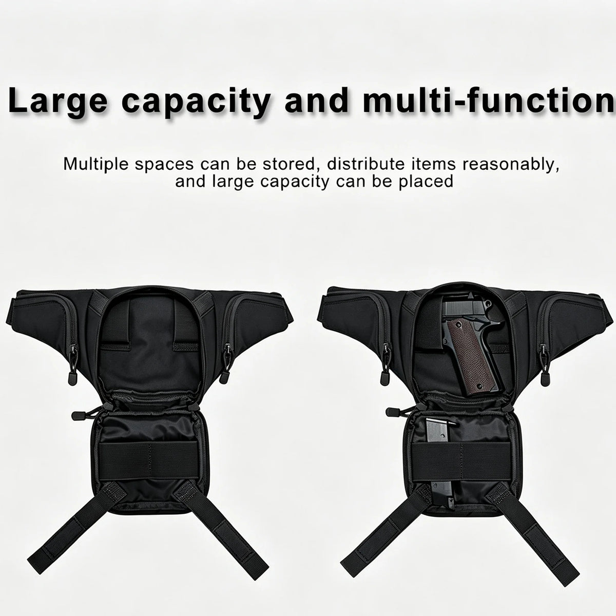 Tactical Fanny Pack Quick Release Gun Bag Concealed Carry Pistol Holster Bag Hidden Gun Pouch 9mm Handgun EDC Waist Pack