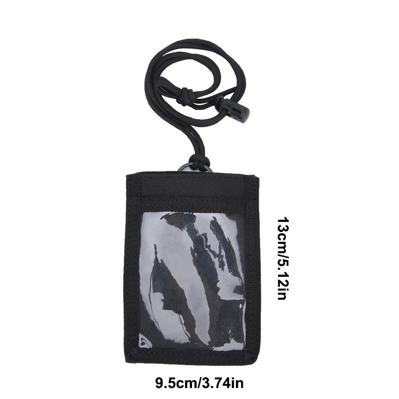 Portable Tactical Card Sleeve Clear ID Tag Holder Neck Lanyard Waterproof Document Pouch Military Style Badge Bag