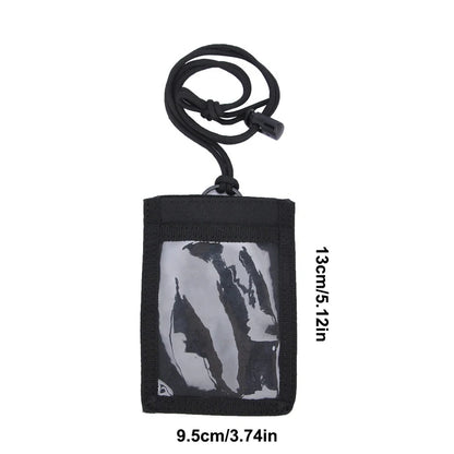 Portable Tactical Card Sleeve Clear ID Tag Holder Neck Lanyard Waterproof Document Pouch Military Style Badge Bag