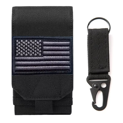 Double Layer Cell Phone Pouch Tactical Waist Bag with Embroidered Patch EDC Belt Holder Outdoor Camping
