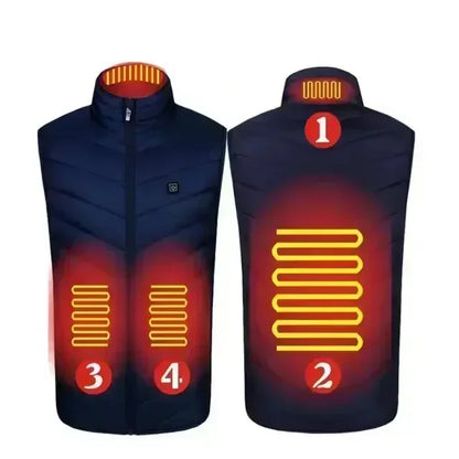 26 Areas USB Heated Vest Men Women Windproof Thermal Waistcoat Sleeveless Jacket for Skiing Hiking Motorcycle Winter Warm