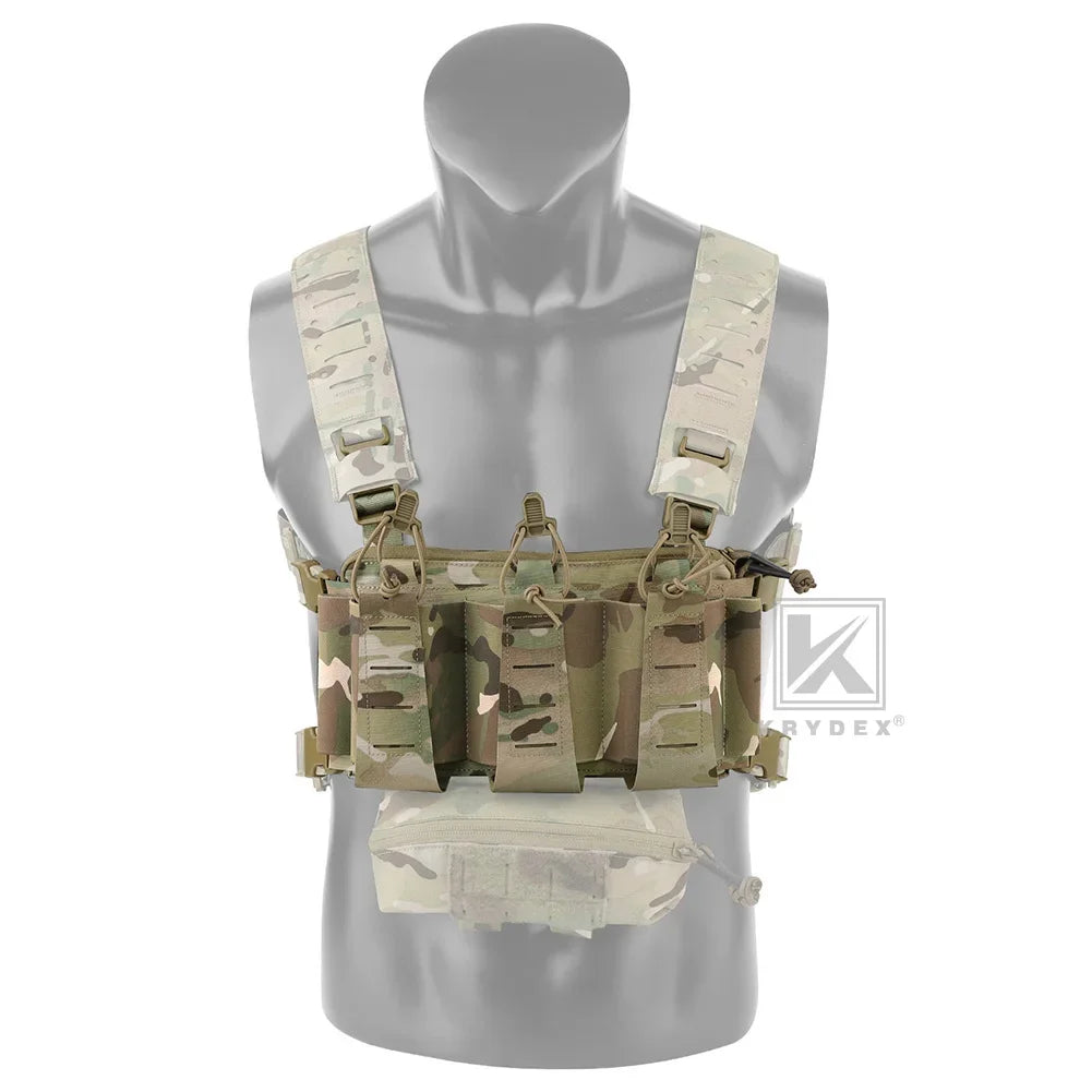 KRYDEX Tactical Triple Magazine Pouch GP Pouch Aifsoft Hunting Chest Rig Accessories Front Elastic Placard For 5.56 Mag Holders
