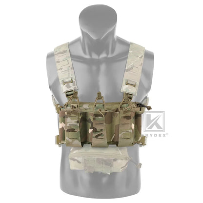 KRYDEX Tactical Triple Magazine Pouch GP Pouch Aifsoft Hunting Chest Rig Accessories Front Elastic Placard For 5.56 Mag Holders