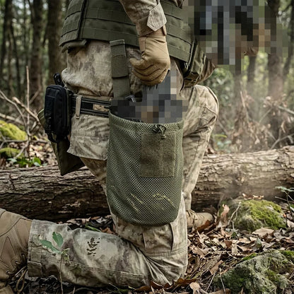 MOLLE Mesh Dump Pouch Tactical Water Bottle Holder Roll Up Quick Storage Waist Bag Outdoor Sports Camping Hunting Accessories