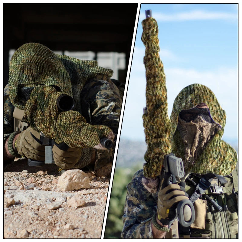 Camouflage mesh scarf sniper veil camouflage mesh face scarf veil head wrap suitable for outdoor camping hiking hunting shooting