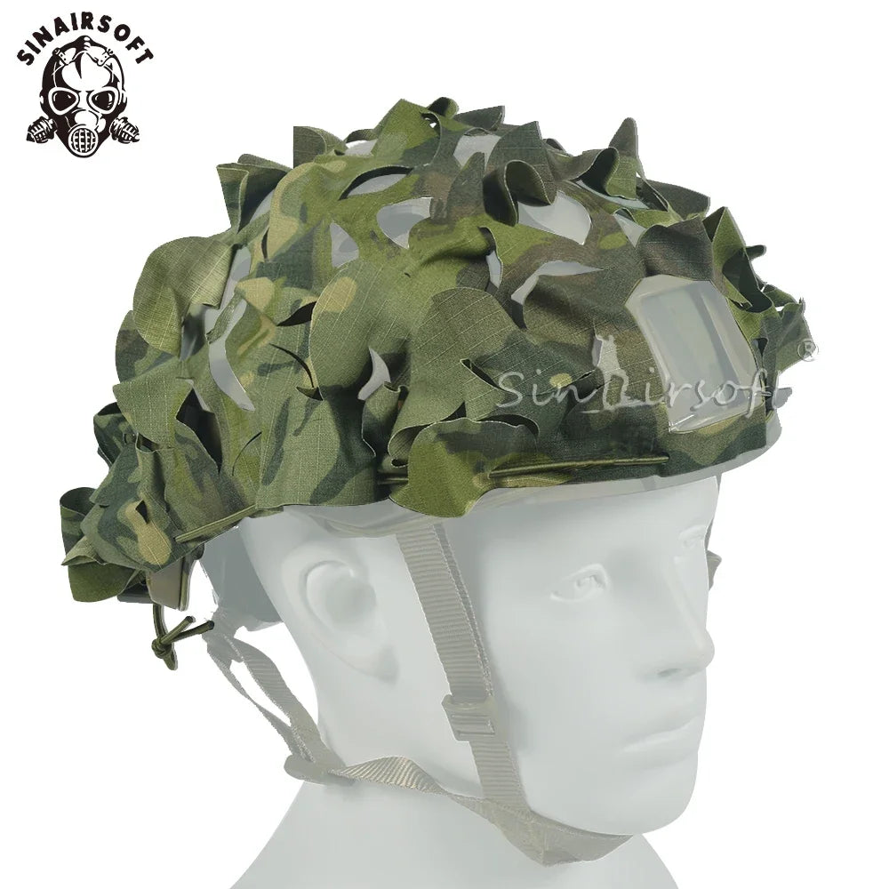 Tactical 3D Camo Net Airsoft Helmet Cover Laser Cut Nylon Drawstring Helmet Scrim CS Wargame Paintball Paratrooper Hunting
