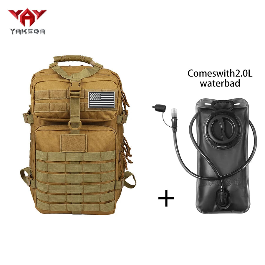 YAKEDA 45L large capacity backpack with 2L water bag MOLLE expansion system outdoor hiking backpack
