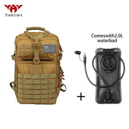 YAKEDA 45L large capacity backpack with 2L water bag MOLLE expansion system outdoor hiking backpack