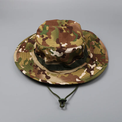 Camouflage Tactical Boonie Hats Camping Climbing Bucket Sniper Hat Men Outdoor Fishing Hiking Cap Sun Protective Boonie Caps