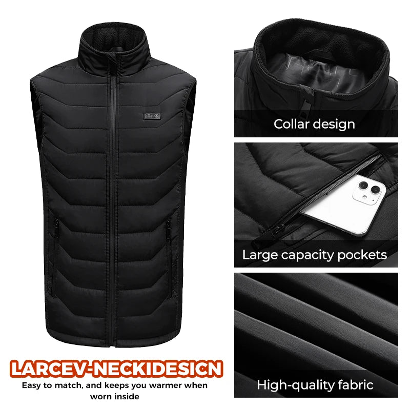 11 Zone Heated Vest for Men Women 10s Quick Heat USB Powered Electric Warming Vest Machine Washable Winter Cotton Padded Gilet