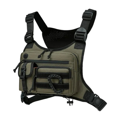 Outdoor Sports Chest Bag Multi Pocket Cycling Chest Bag Adjustable Strap Nylon Hunt Vest Bag Travel Commute Sports Backpack