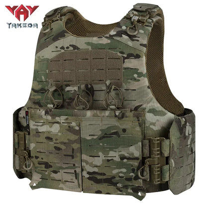 YAKEDA 500D Nylon Quick Release Hunting airsoft Tactical Vest Laser Cutting PALS System Expandable Plate carrier Combat Tank Top