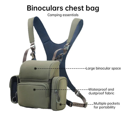 Portable Nylon Binocular Harness Chest Pack Bag Hunting Hiking Multi-Pocket Foldable Night Vision Goggles Front Pouch Bag