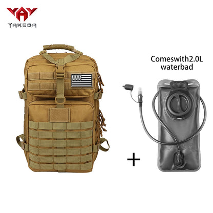 YAKEDA 45L large capacity backpack with 2L water bag MOLLE expansion system outdoor hiking backpack