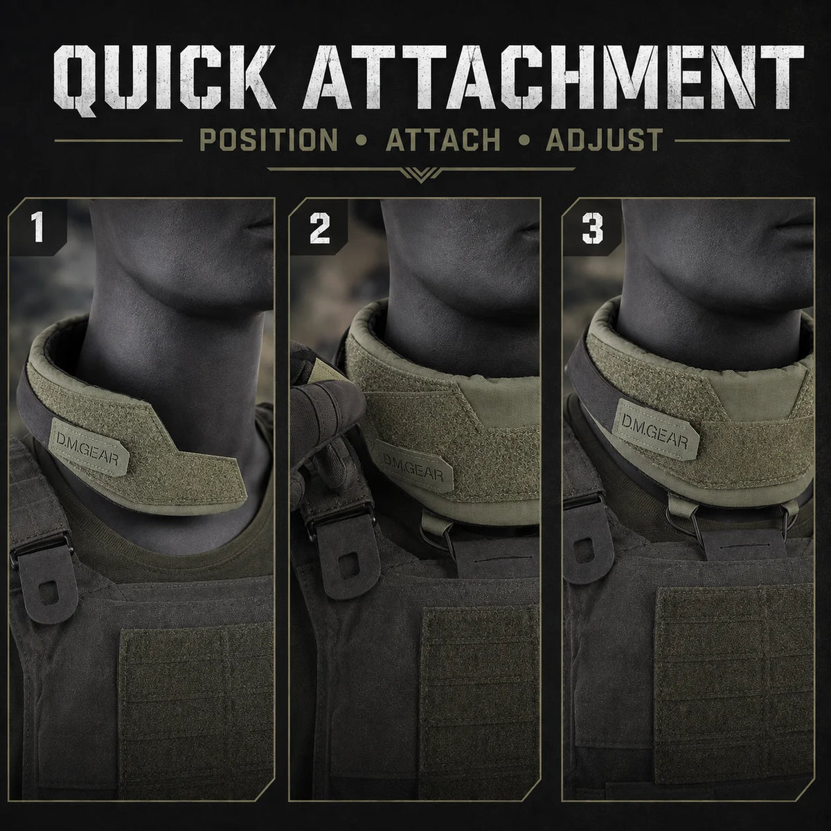 Universal Tactical Collar Neck Guard 2.0 Adjustable Hook Loop Low Profile Protector for Plate Carrier Tactical Vest Accessory