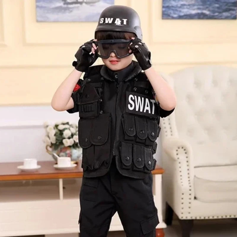 2026 Halloween Hunting Military Tactical Army Vest Kids Airsoft Gear Combat Armor Uniform Boy Girl Swat Police Outdoor