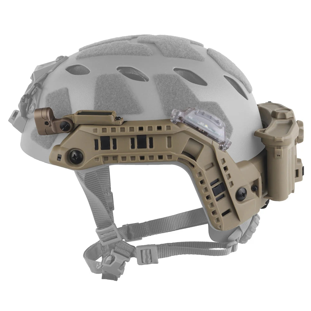 Tactical Modular ARC Rail Set With LED Light IR Flashlight Signal Light Battery Box Integrated Hunting Fast Airsoft Helmet Gear