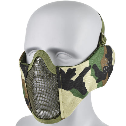 Hunting Foldable Mesh Mask With Ear Protection Airsoft Half Face Paintball Shooting Tactical CS Wargame Face Protective Mask