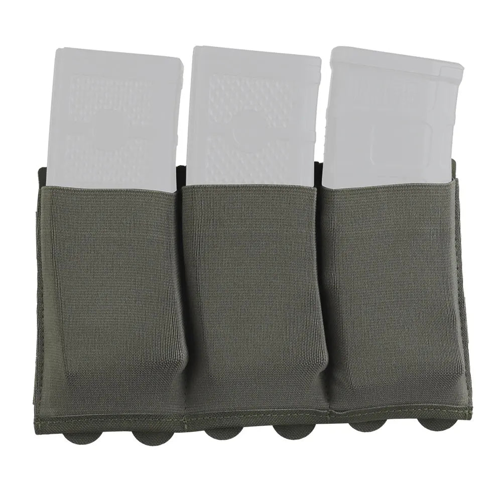 Tactical Lightweight Elastic Triple Mag Pouch 5.56/7.62mm Hunting CS Wargame Molle System Accessories Waist Bag Holster