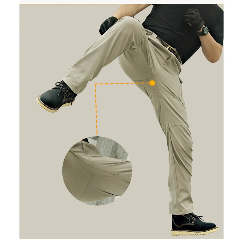 TRVLWEGO Men's Tactical Hiking Pants Spring Autumn Wear-Resistant 9 Pockets for Camping Fishing Hunting Climbing Trekking