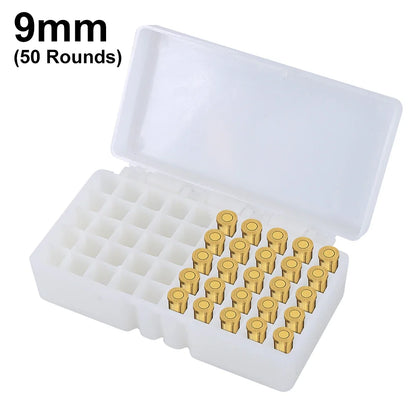 50/100-Round 9mm Pistol Ammo Storage Box 50/100-Grid PP Lockable Case for Shooting Hunting Outdoor Accessories Gift