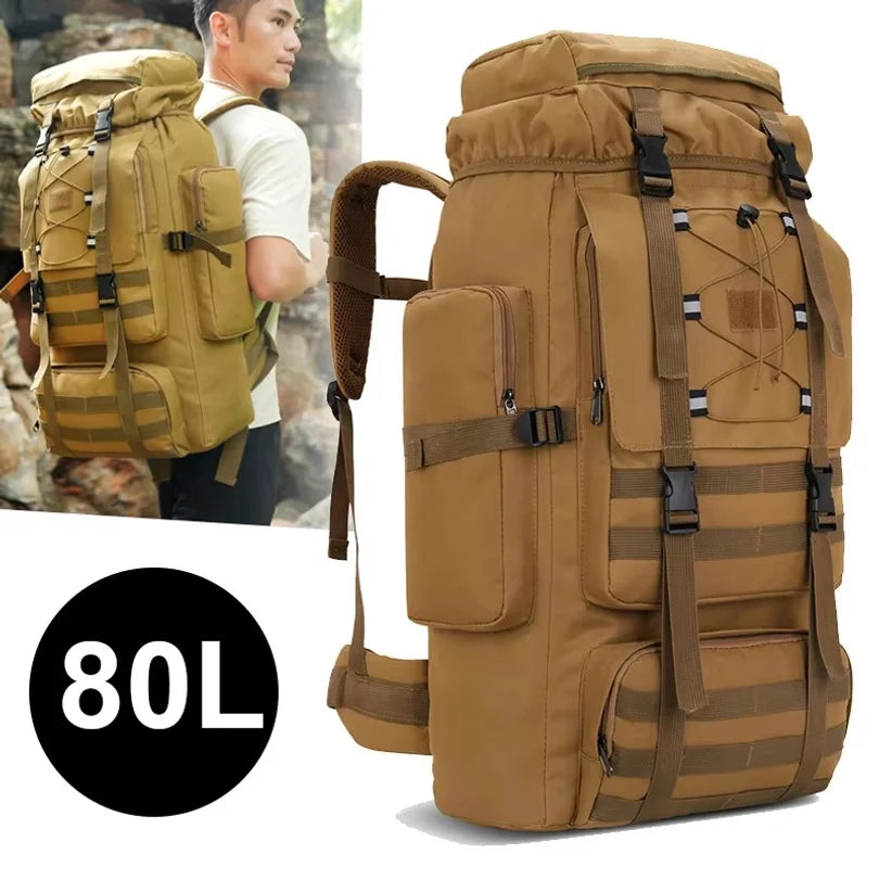 Large Camping Backpack Travel Luggage Bag 80L Men Hiking Climbing Mountaineering Shoulder Pack Molle Outdoor Tactical Rucksack